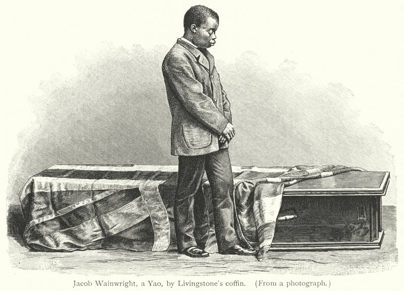 Jacob Wainwright, un Yao, près du cercueil de Livingstone - European School