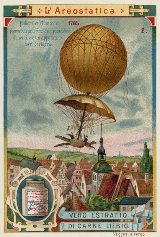 Jean-Pierre Blanchard effectuant la première descente en parachute depuis un ballon, 1785 - European School