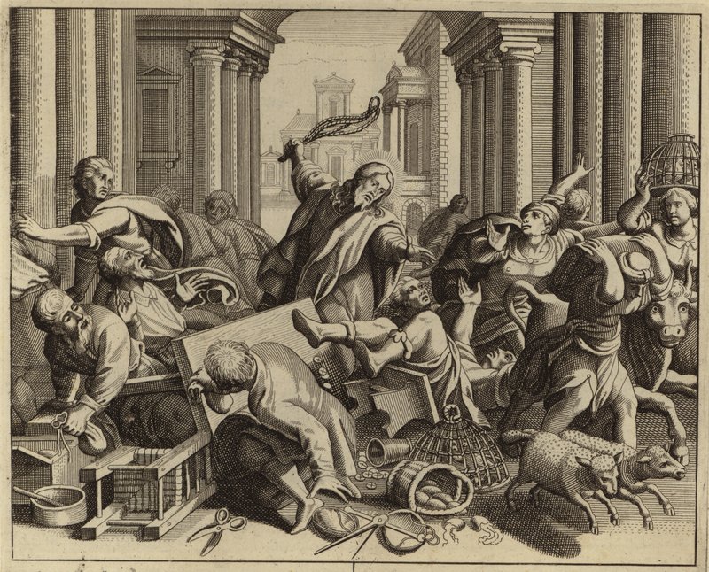 Jésus-Christ chassant les changeurs du Temple (gravure) - European School