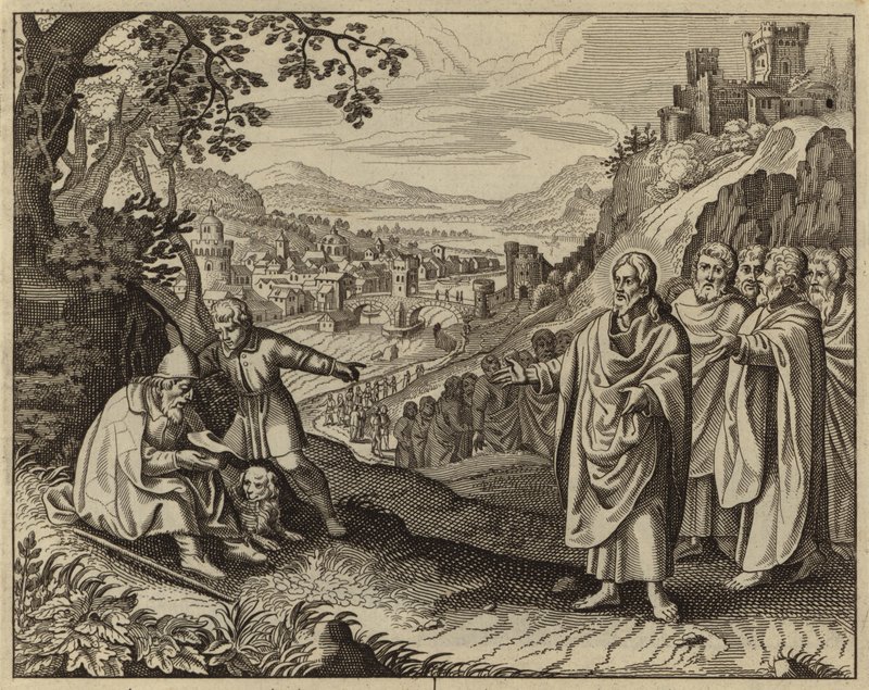 Jésus-Christ rendant la vue à un mendiant aveugle - European School