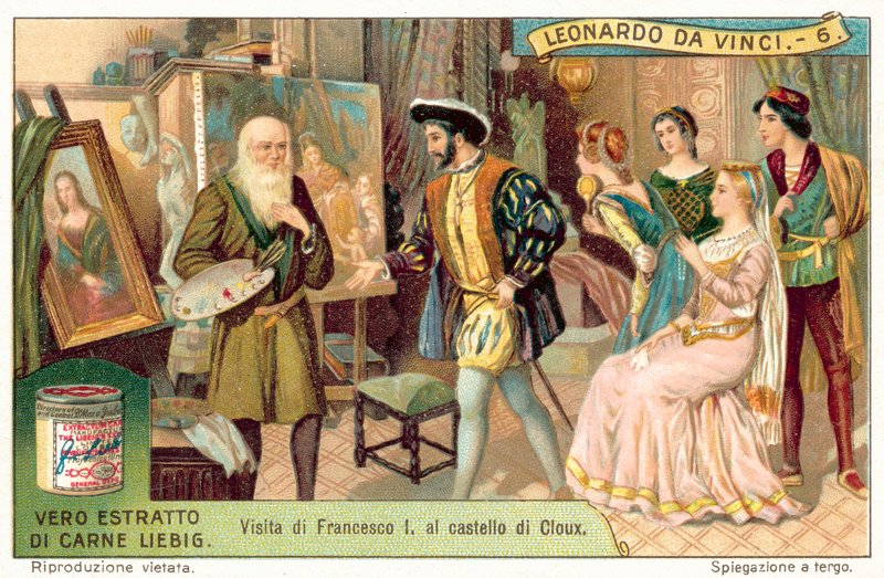 Le roi François Ier de France visitant Léonard de Vinci à Clos Lucé (chromolithographie) - European School