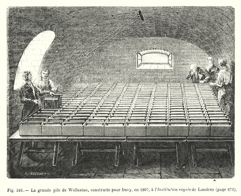La grande pile de Wollaston, construite pour Davy, en 1807, à l