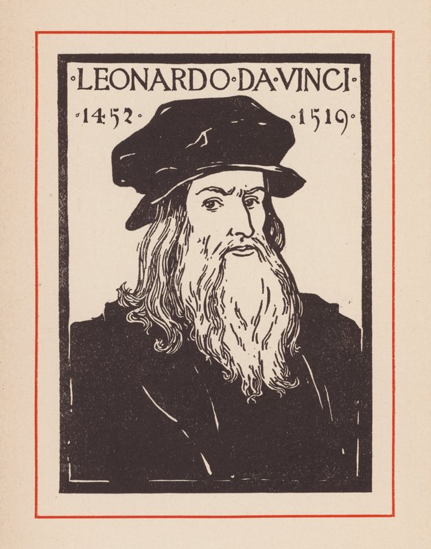 Léonard de Vinci, polymathe italien de la Renaissance (lithographie) - European School