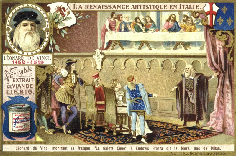 Léonard de Vinci montrant sa fresque de la Cène à Ludovico Sforza, duc de Milan - European School