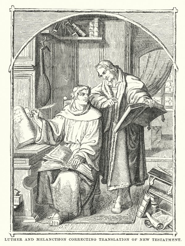 Luther et Melanchthon corrigeant la traduction du Nouveau Testament - European School