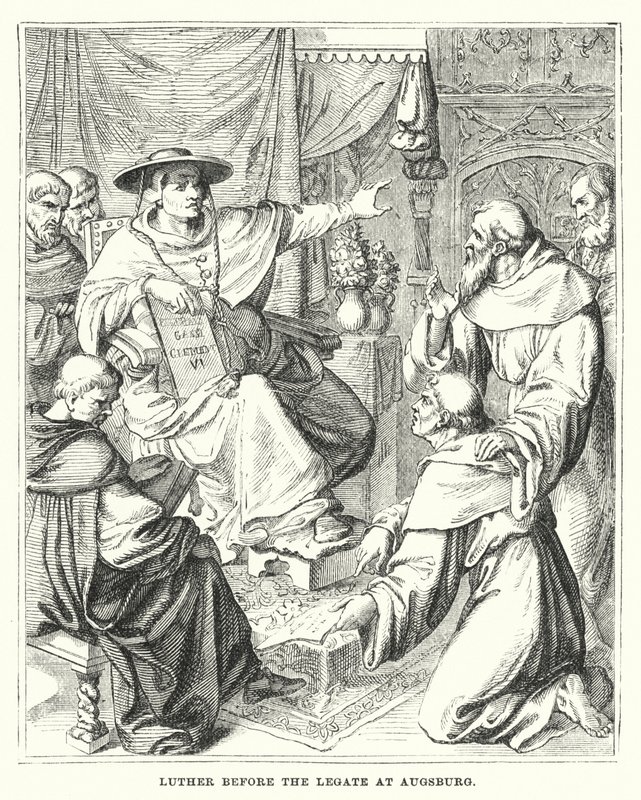 Luther devant le légat à Augsbourg (gravure) - European School