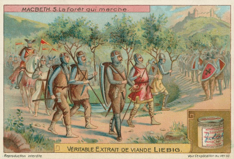 Macbeth. La forêt qui marchait, carte de Liebig, début du 20e siècle (chromo) - European School
