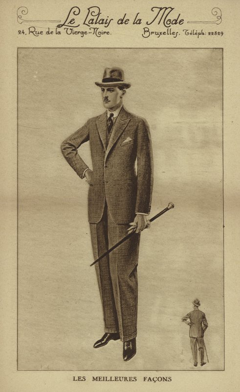 Mode masculine vers les années 1930 (lithographie) - European School