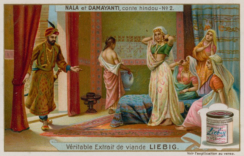 Nala vient comme messager à Damayanti et ses servantes - European School