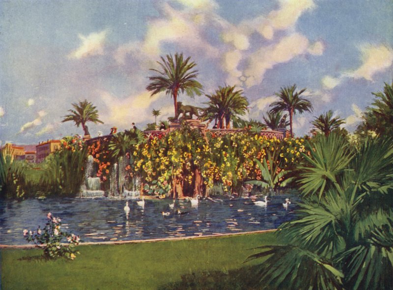 Nice, La Grotte du Jardin Public (colour litho) - European School