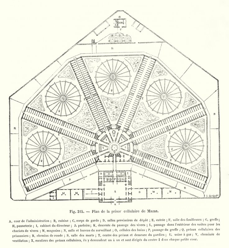 Plan de la prison cellulaire de Mazas (gravure) - European School