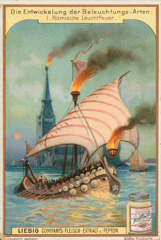 Galion romain, carte Liebig, début du 20e siècle (chromo) - European School