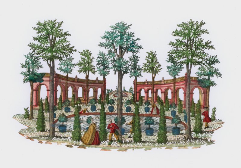 Scène dans un jardin à l