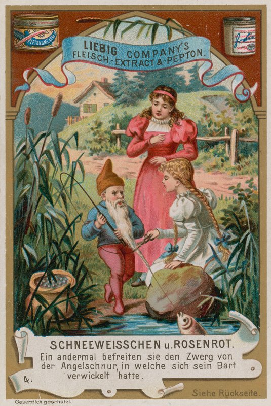 Blanche-Neige et Rose-Rouge Aident le Nain avec sa Ligne de Pêche - European School