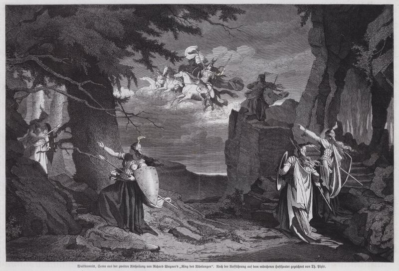 La chevauchée des Walkyries, scène de Die Walküre, le deuxième opéra de Der Ring des Nibelungen de Richard Wagner, joué au Théâtre National de Munich - European School