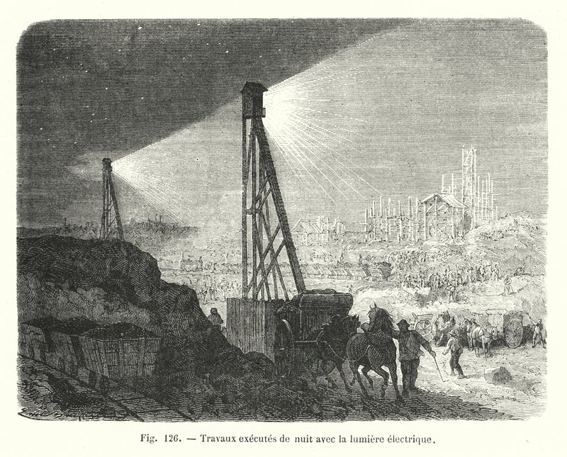 Travaux exécutés de nuit avec la lumière électrique - European School