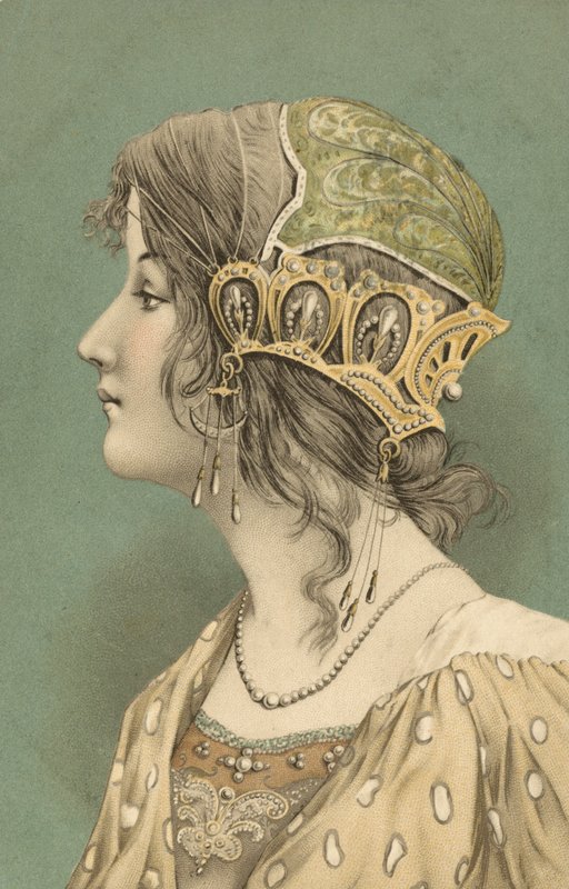 Femme au bonnet (lithographie couleur) - European School