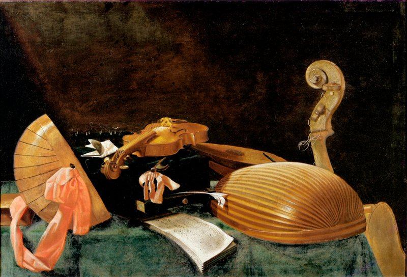 絵画 INSTRUMENTS DE MUSIQUE ET COMPOTIER Evaristo_Baschenis_-