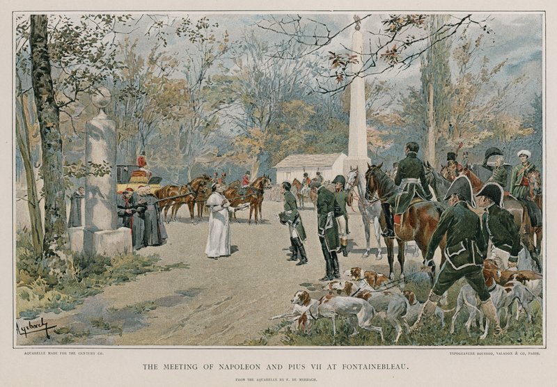 La rencontre de Napoléon et Pie VII à Fontainebleau - Felicien baron de Myrbach Rheinfeld