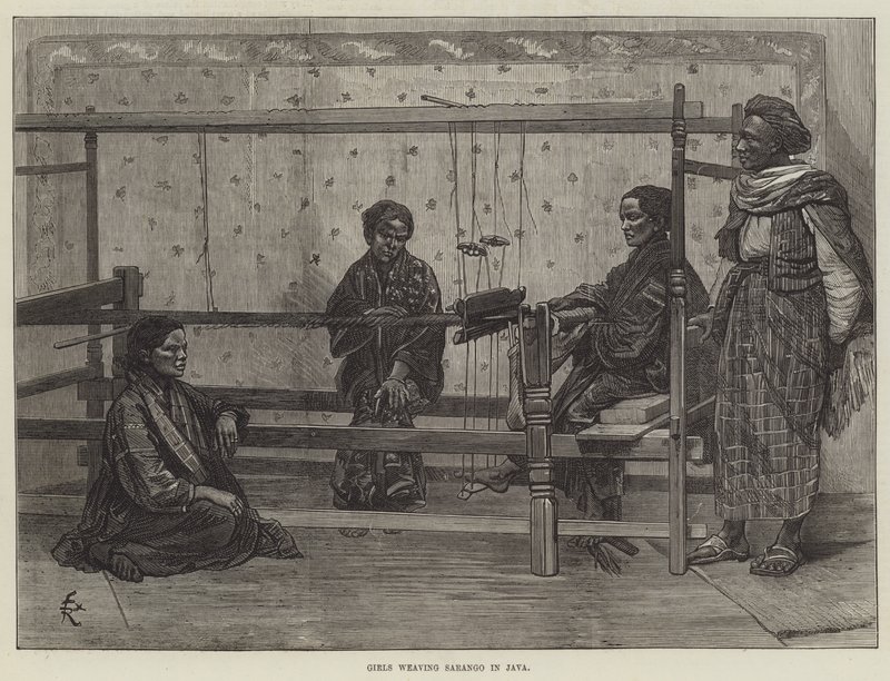 Filles Tissant le Sarango à Java - Felix Regamey
