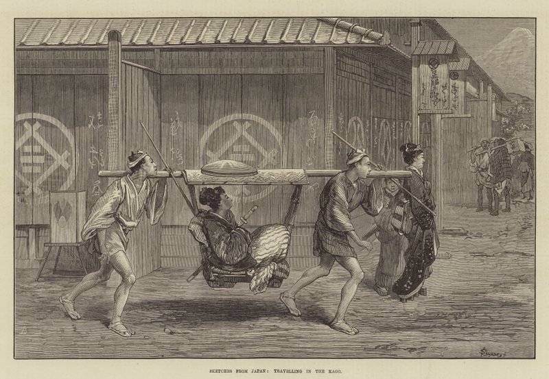 Croquis du Japon, voyage en Kago - Felix Regamey