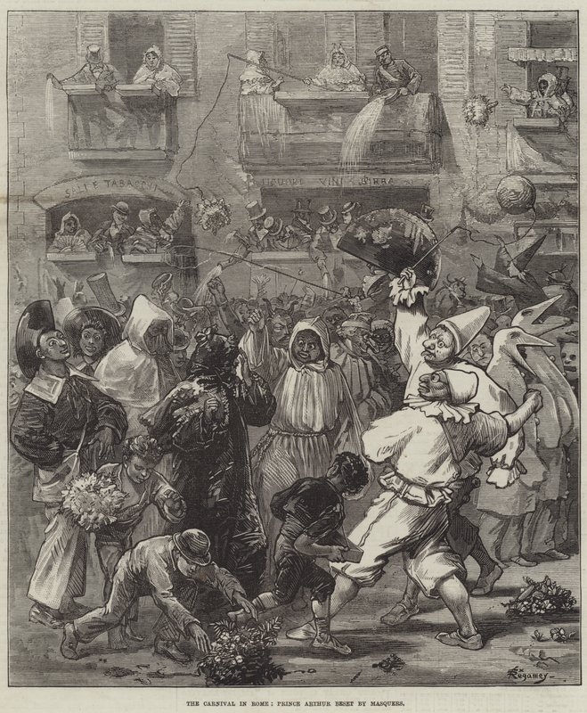 Le carnaval à Rome, le prince Arthur assailli par des masques - Felix Regamey