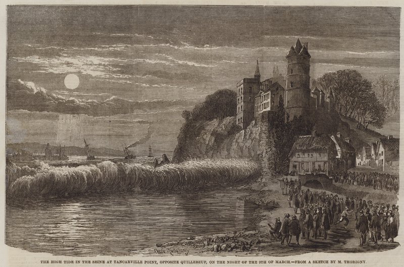 La grande marée dans la Seine à la pointe de Tancarville, en face de Quillebeuf, dans la nuit du 9 mars - Felix Thorigny