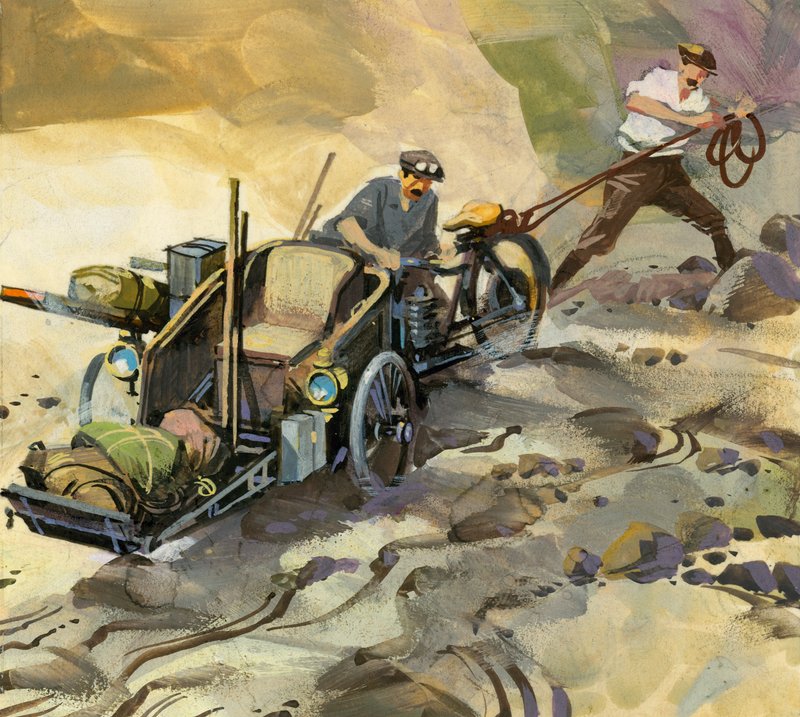 Course automobile de 10 000 miles (gouache sur papier) - Ferdinando Tacconi