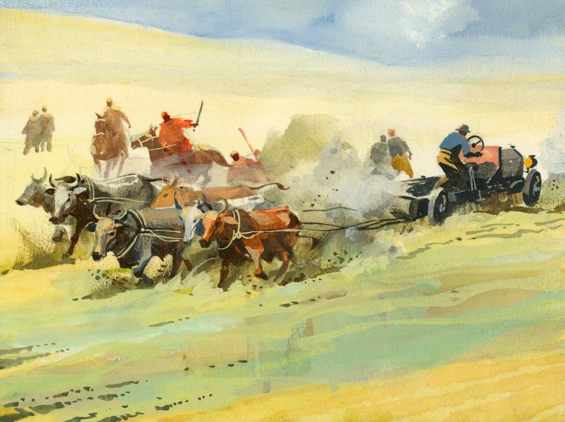 Course automobile de 10 000 miles (gouache sur papier) - Ferdinando Tacconi