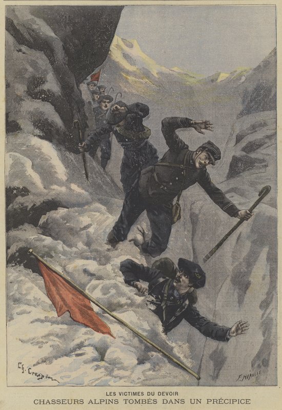 Chasseurs alpins français tombant dans un précipice - Fortune Louis Meaulle