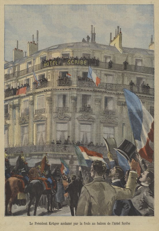 Paul Kruger, ancien président du Transvaal, sur le balcon de l
