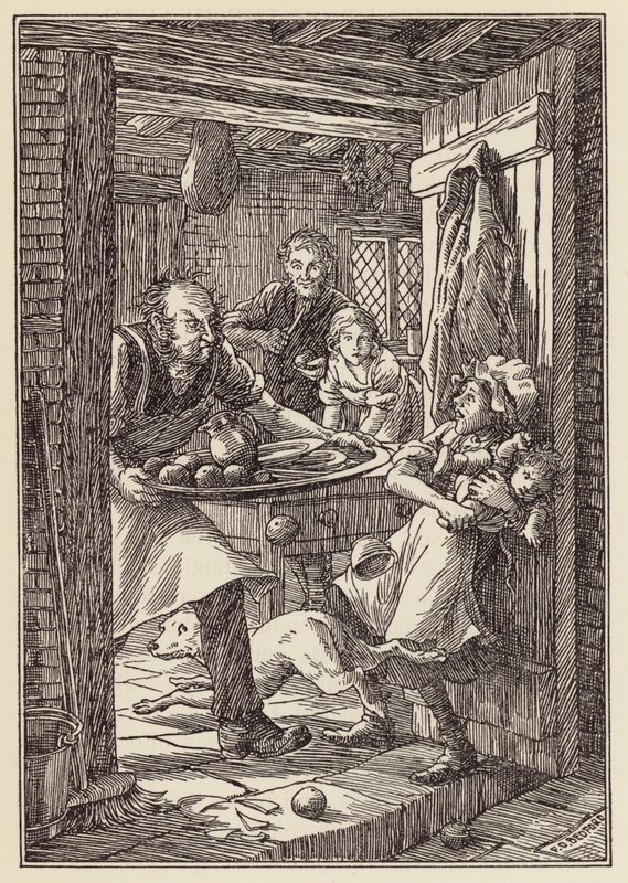 Illustration pour The Cricket on the Hearth de Charles Dickens (lithographie couleur) - Francis Donkin Bedford