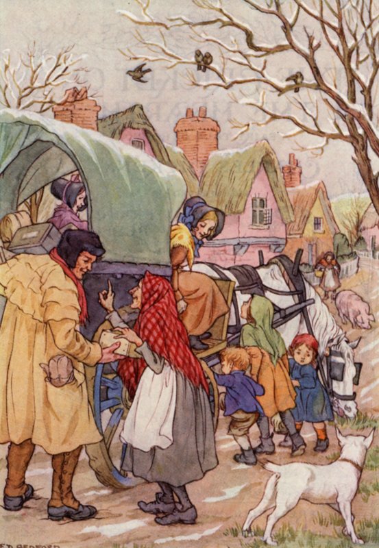Illustration pour The Cricket on the Hearth de Charles Dickens (lithographie couleur) - Francis Donkin Bedford