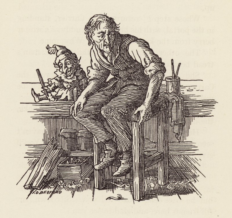 Illustration pour The Cricket on the Hearth de Charles Dickens (lithographie couleur) - Francis Donkin Bedford