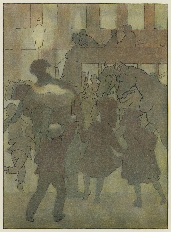Londres : Dans un brouillard londonien (lithographie couleur) - Francis Donkin Bedford