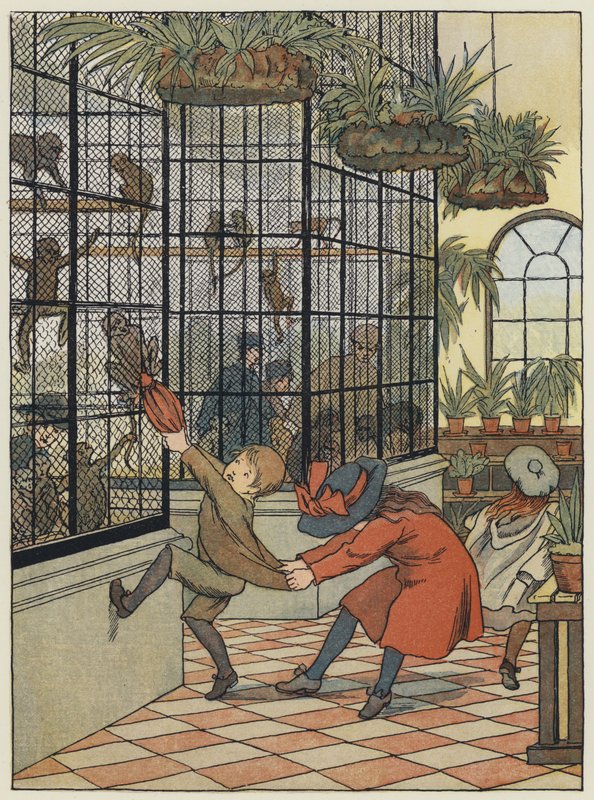 Londres : The Monkey House (lithographie couleur) - Francis Donkin Bedford