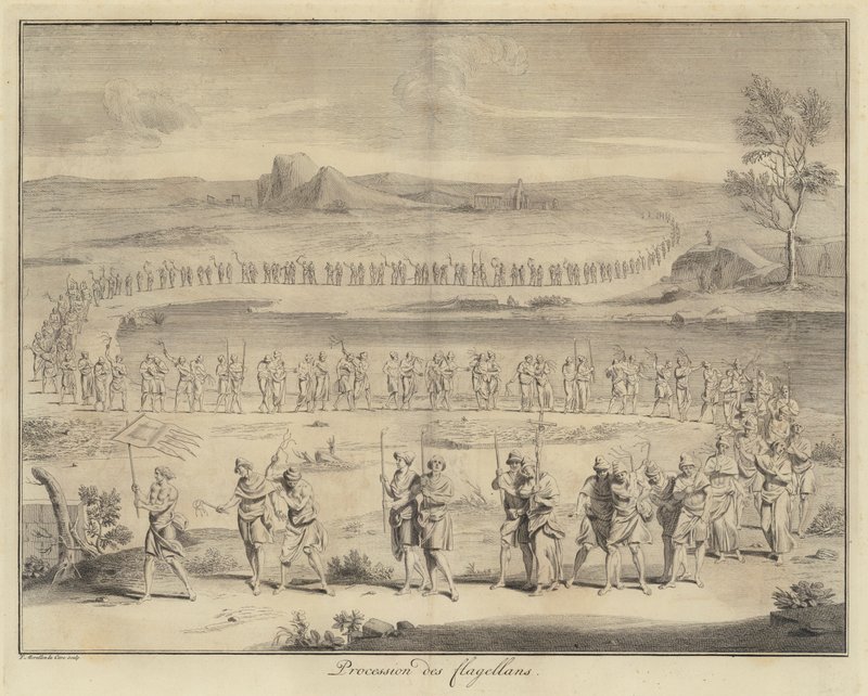 Procession de flagellants (gravure) - Francois (after) Morellon la Cave