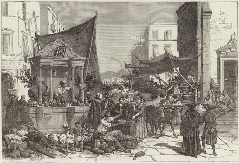 Une rue à Naples (gravure) - Francois Fortune Antoine (after) Ferogio