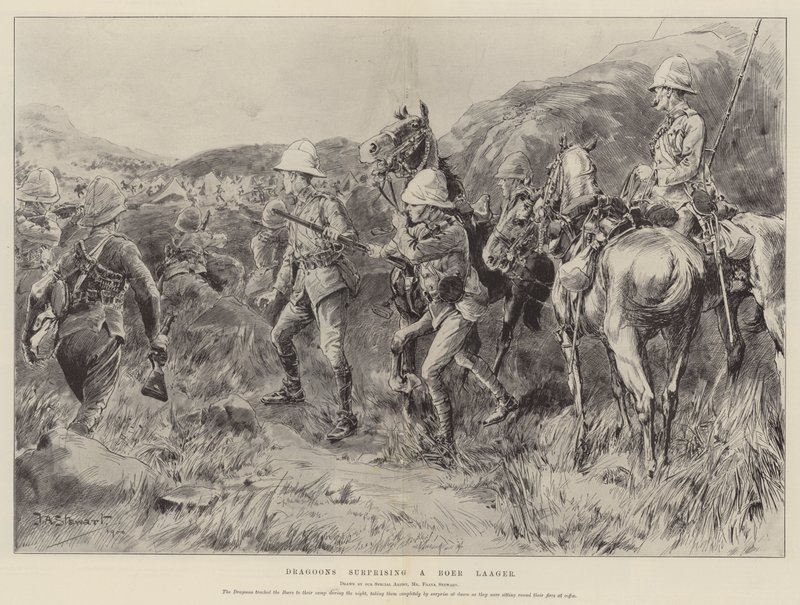 Dragons surprenant un camp Boer - Frank Algenon Stewart