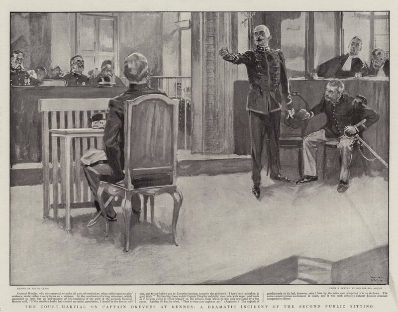Le conseil de guerre du capitaine Dreyfus à Rennes, un incident dramatique de la deuxième séance publique - Frank Craig