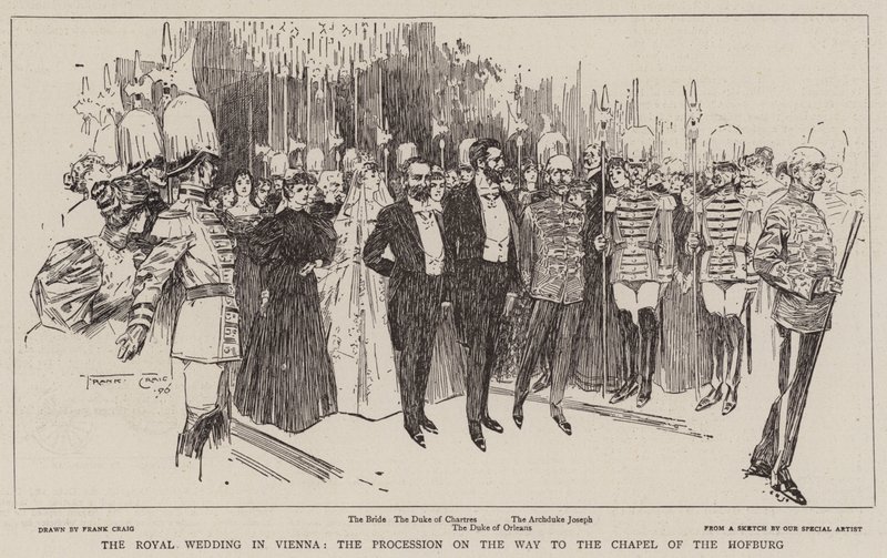 Le mariage royal à Vienne, la procession en route vers la chapelle du Hofburg - Frank Craig