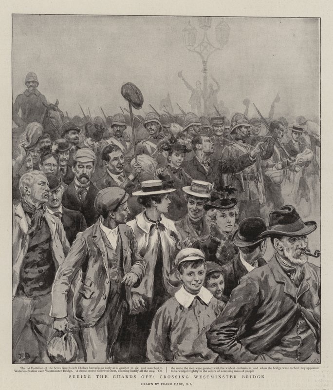 Voir les gardes partir, traversant le pont de Westminster - Frank Dadd