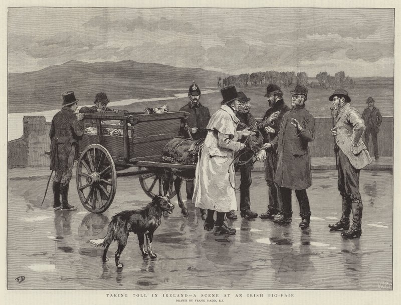 Perception du péage en Irlande, une scène à une foire aux cochons irlandaise - Frank Dadd