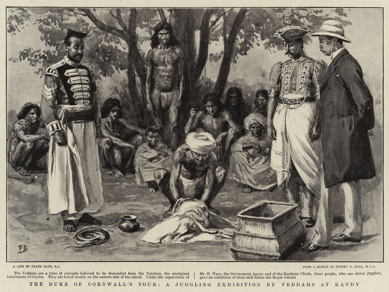 La tournée du duc de Cornouailles, une exposition de jonglage par les Veddahs à Kandy - Frank Dadd