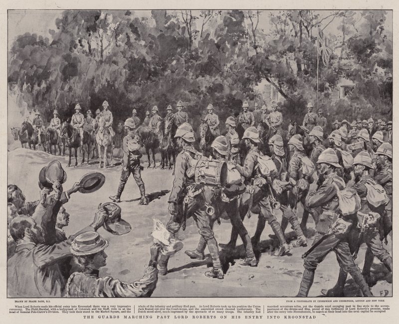 Les gardes défilant devant Lord Roberts à son entrée à Kroonstad - Frank Dadd