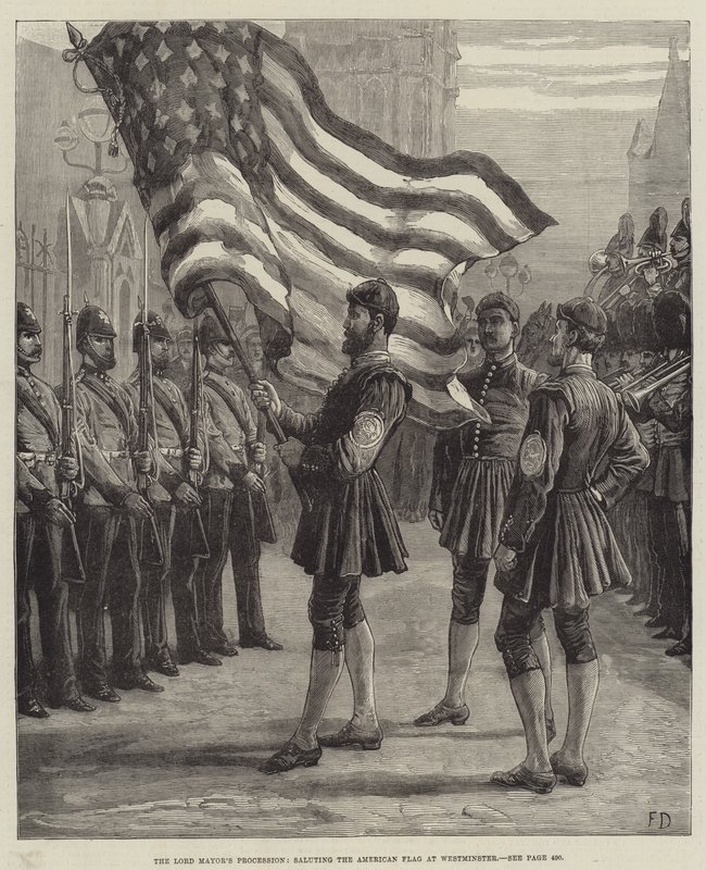 La procession du Lord Maire, saluant le drapeau américain à Westminster - Frank Dadd