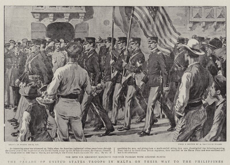 Le défilé des troupes américaines à Malte en route vers les Philippines - Frank Dadd