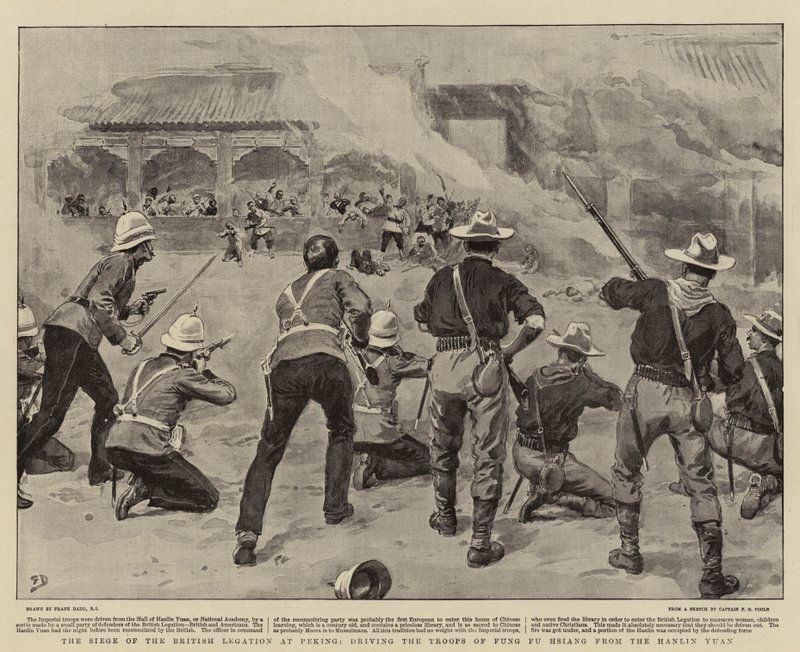 Le Siège de la Légation Britannique à Pékin, repoussant les troupes de Fung Fu Hsiang du Hanlin Yuan - Frank Dadd