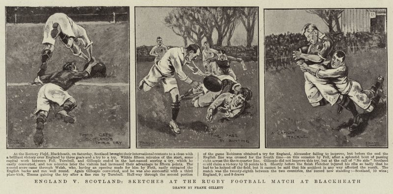 Angleterre contre Écosse, croquis du match de rugby à Blackheath - Frank Gillett