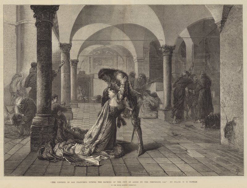 Le couvent de San Francesco pendant le sac de la ville d